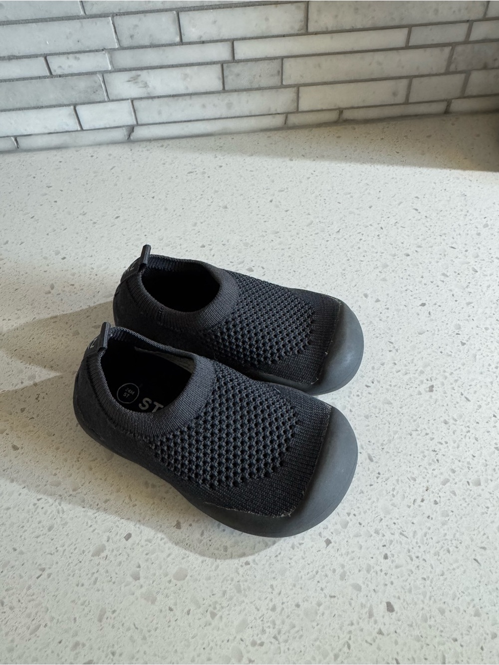 Kids Stonz Black Slip-On Knit Shoes